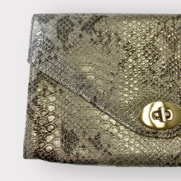 H&M Purse Clutch Snake Print Silver Grey - Picture 6 of 7